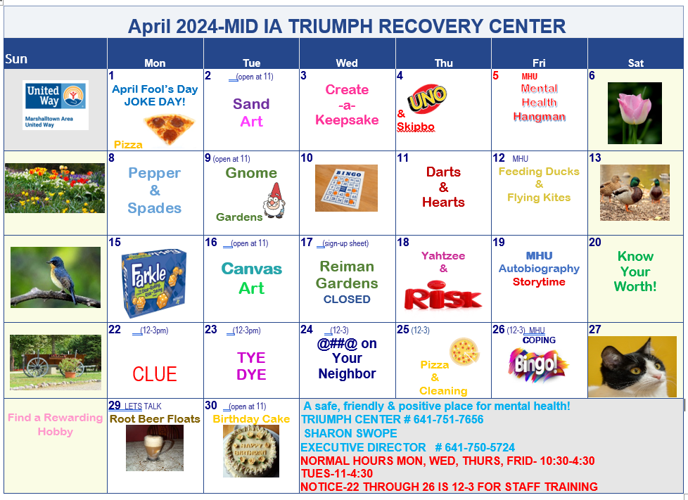 Triumph Center April 2024 Calendar